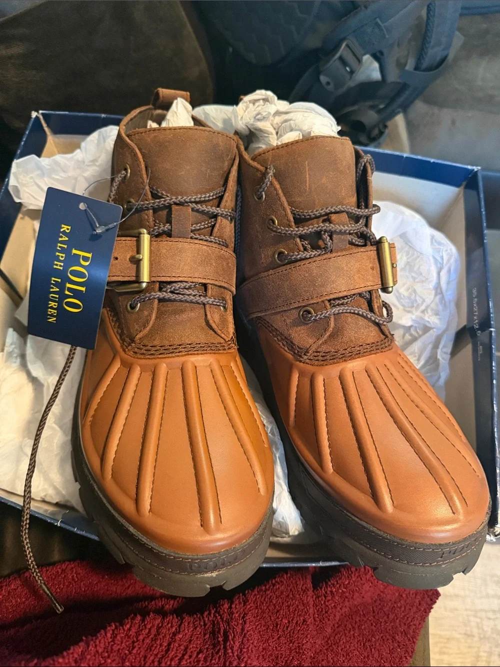 ** BRAND NEW ** Ralph Lauren Brown Leather & Suede Duck Boots
